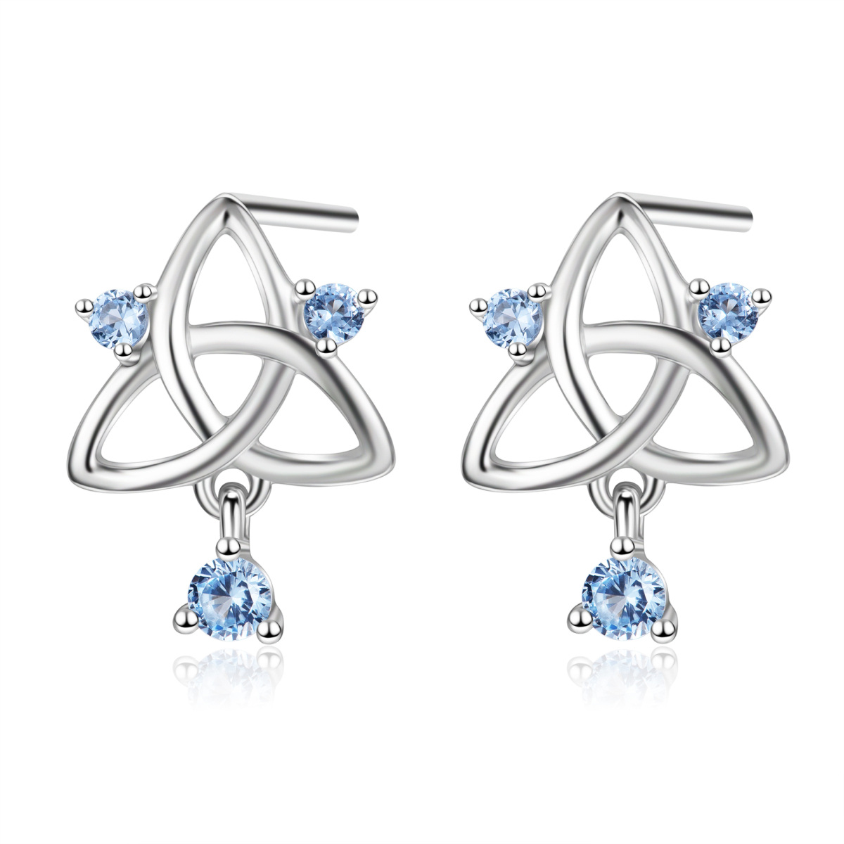 Boucles d'oreilles pendantes en argent sterling avec nœud celtique en zircon cubique de fo-1