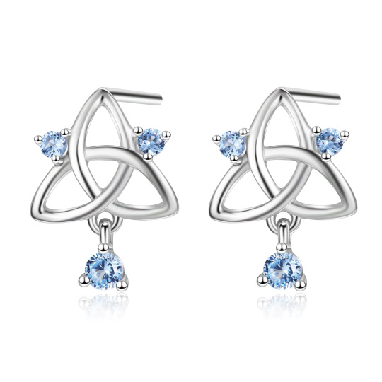 Boucles d'oreilles pendantes en argent sterling avec nœud celtique en zircon cubique de fo