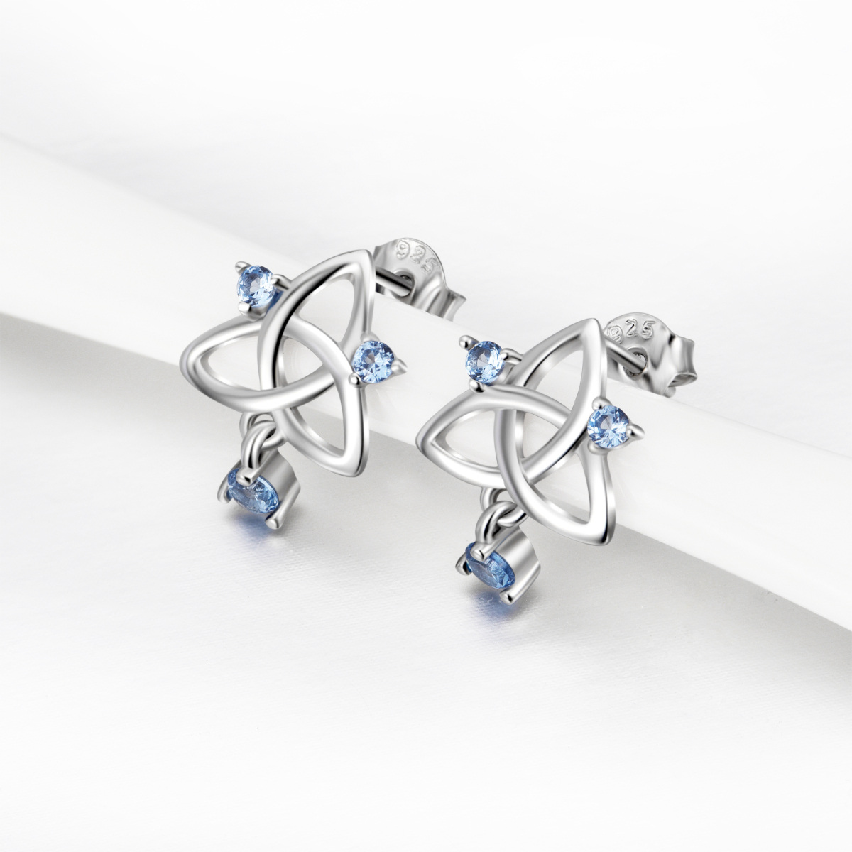 Boucles d'oreilles pendantes en argent sterling avec nœud celtique en zircon cubique de fo-4