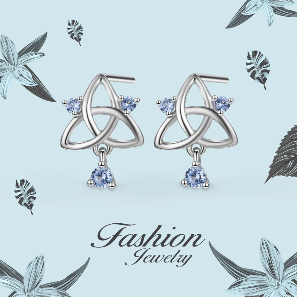 Sterling Silver Cubic Zirconia Celtic Knot Drop Earrings-5