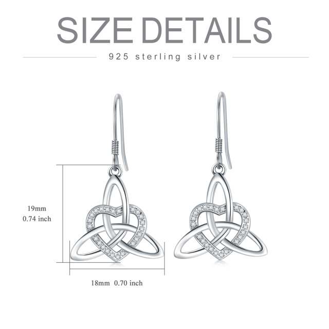 Boucles d'oreilles pendantes en argent sterling avec nœud celtique et cœur en zircon cubiq-6