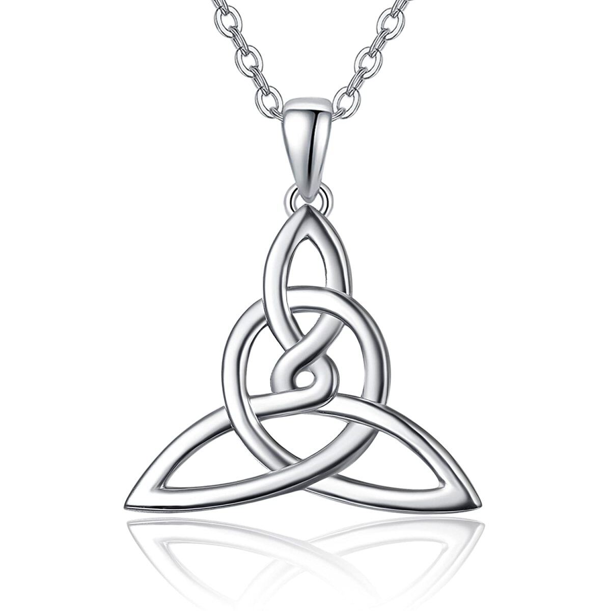 Sterling Silver Circular Shaped Celtic Knot Pendant Necklace-1