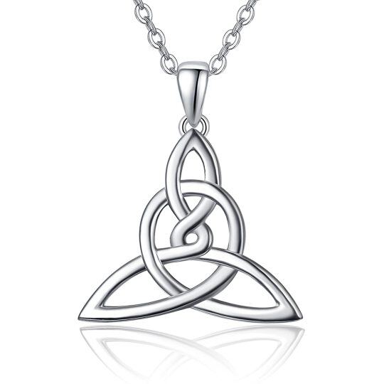 Sterling Silver Circular Shaped Celtic Knot Pendant Necklace