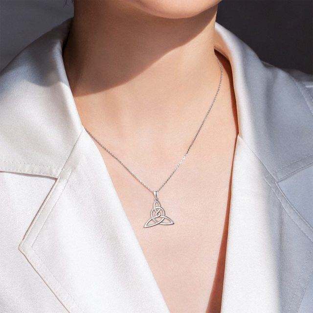 Collana con ciondolo a forma di nodo celtico circolare in argento sterling-3