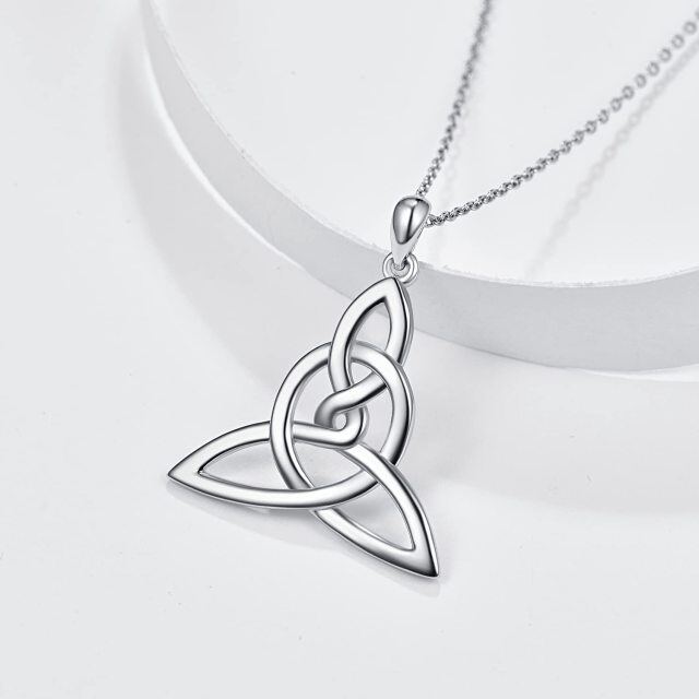 Sterling Silver Circular Shaped Celtic Knot Pendant Necklace-4