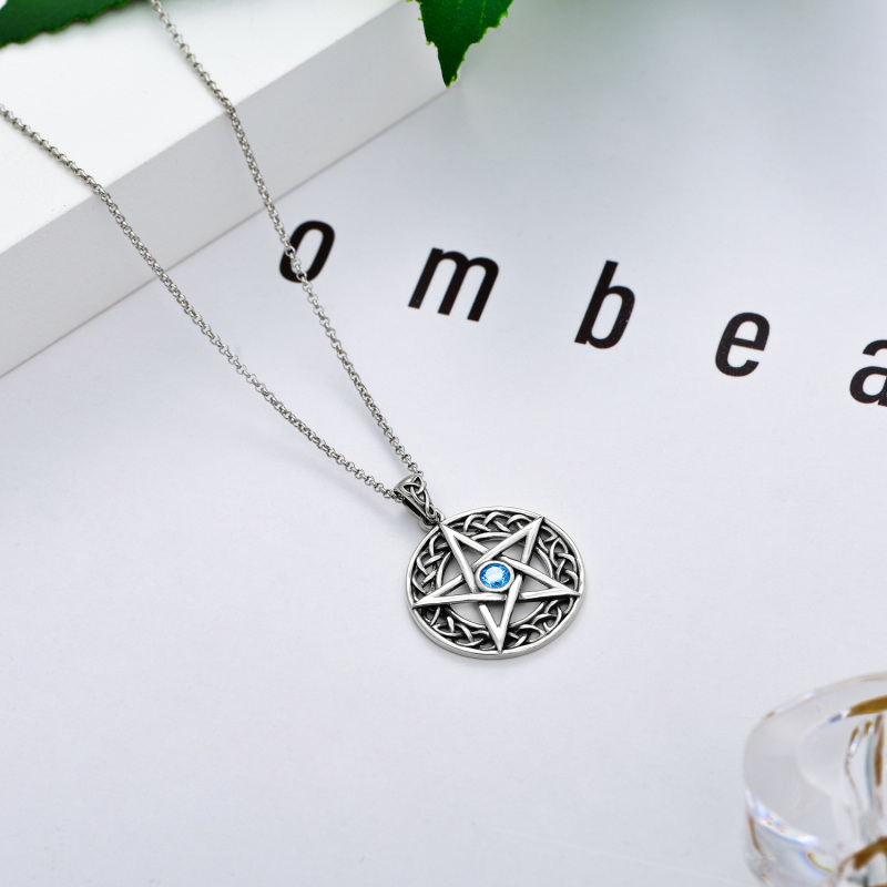 قلادة ملاك وصليب ثنائية اللون من الفضة الإسترلينية-4