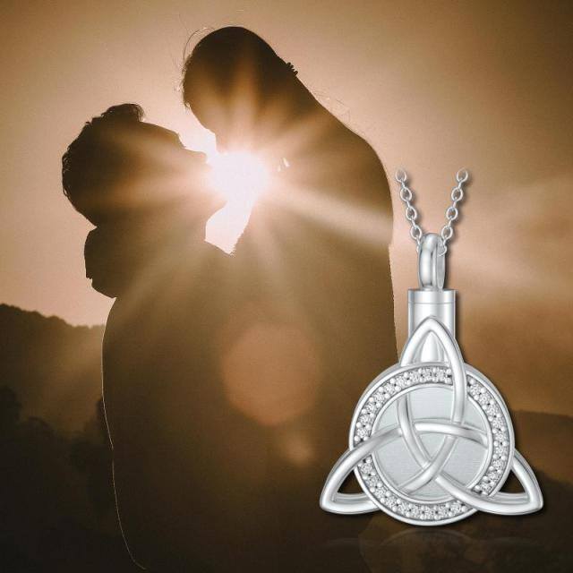 Sterling Silver Circular Shaped Celtic Knot Urn Necklace for Ashes-3