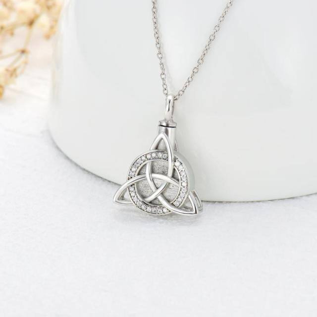 Sterling Silver Circular Shaped Celtic Knot Urn Necklace for Ashes-4