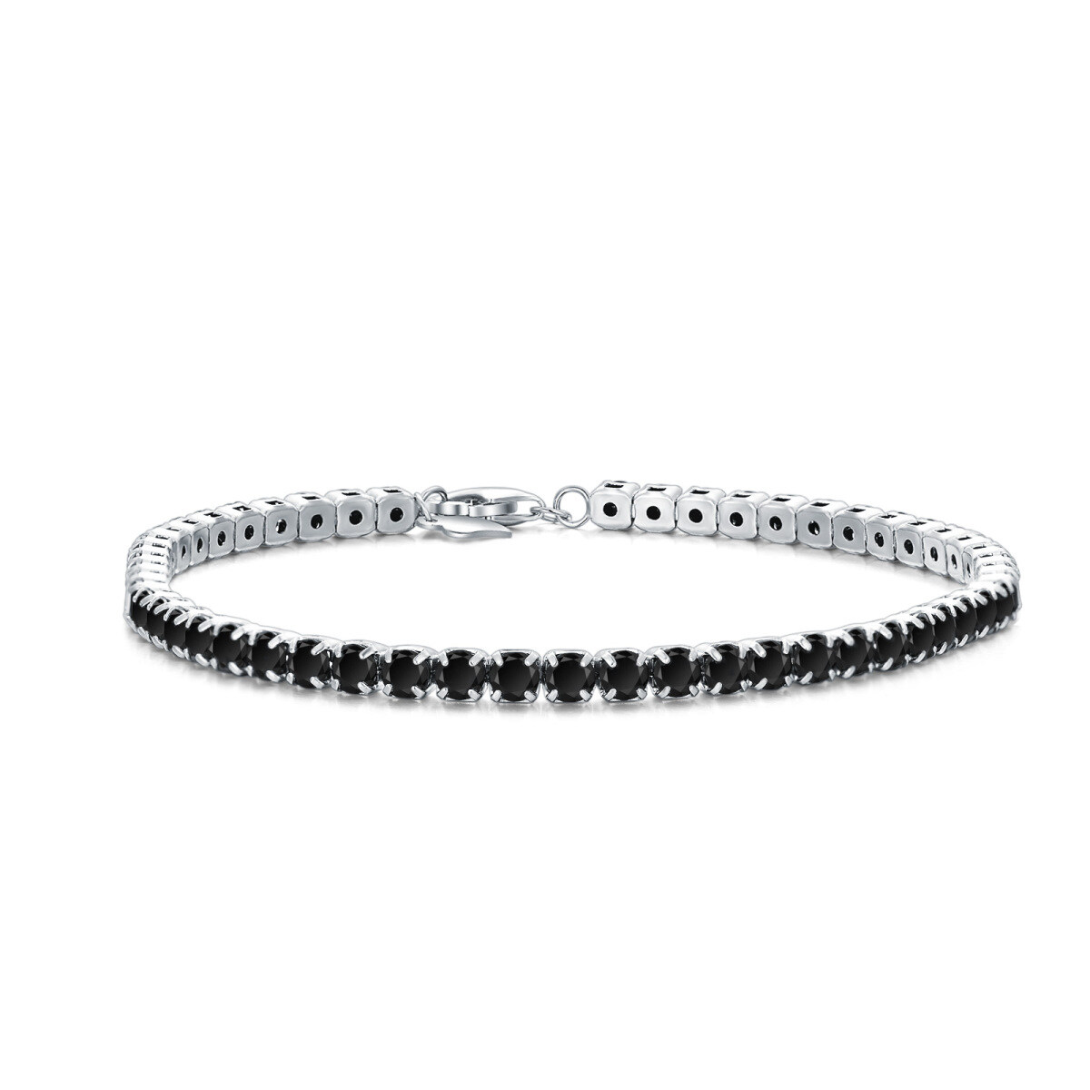 Pulsera de plata de ley con cadena circular de circonitas-1