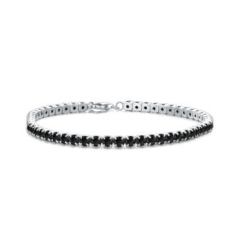 Sterling Silver Circular Shaped Cubic Zirconia Chain Bracelet-16