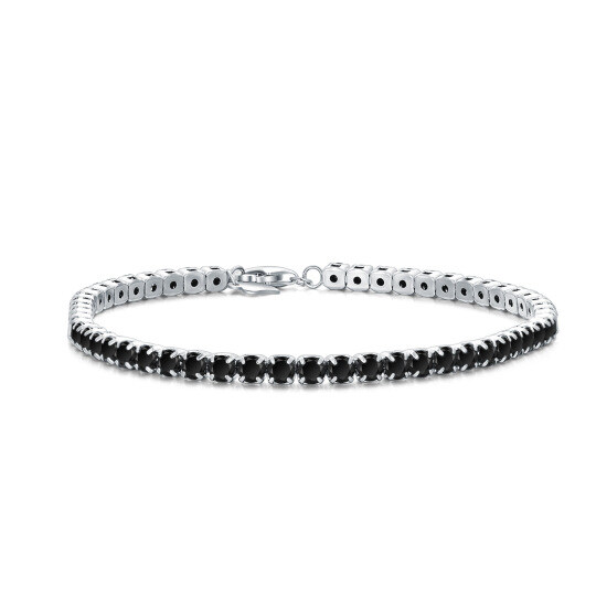 Sterling zilveren cirkelvormige cubic zirkonia armband