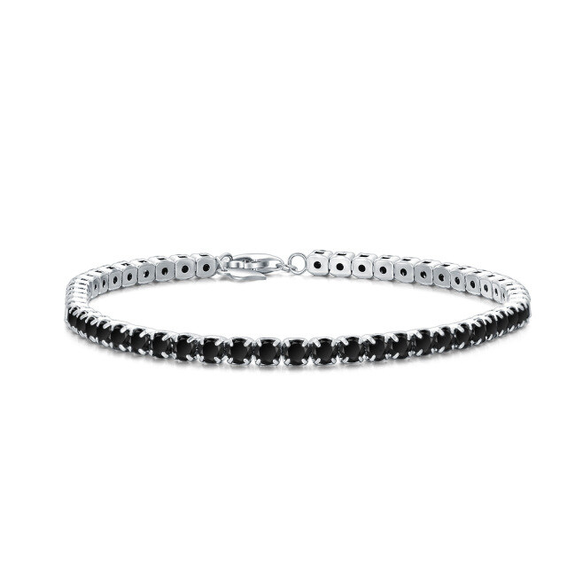 Sterling zilveren cirkelvormige cubic zirkonia armband-1