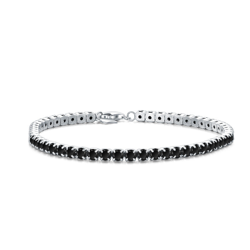 Sterling zilveren cirkelvormige cubic zirkonia armband-2