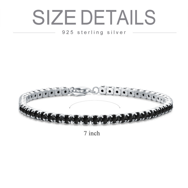 Bracciale a catena circolare in argento sterling a forma di zircone-6