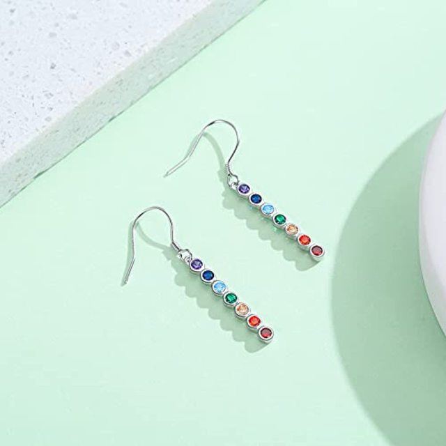 Orecchini pendenti con chakra in argento sterling a forma circolare con zirconi cubici-4