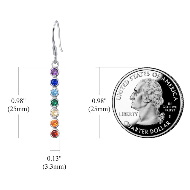 Orecchini pendenti con chakra in argento sterling a forma circolare con zirconi cubici-6