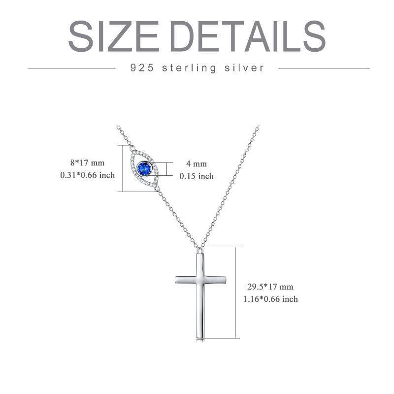 Colar Cruz 925 Prata Esterlina Colar Evil Eye-3