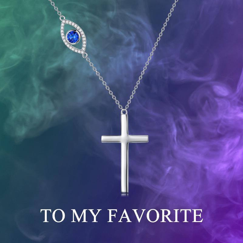 Colar Cruz 925 Prata Esterlina Colar Evil Eye-6