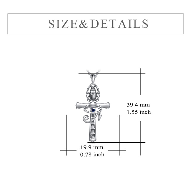 Sterling zilveren cirkelvormige cubic zirconia kruis en boze oog hanger ketting-5