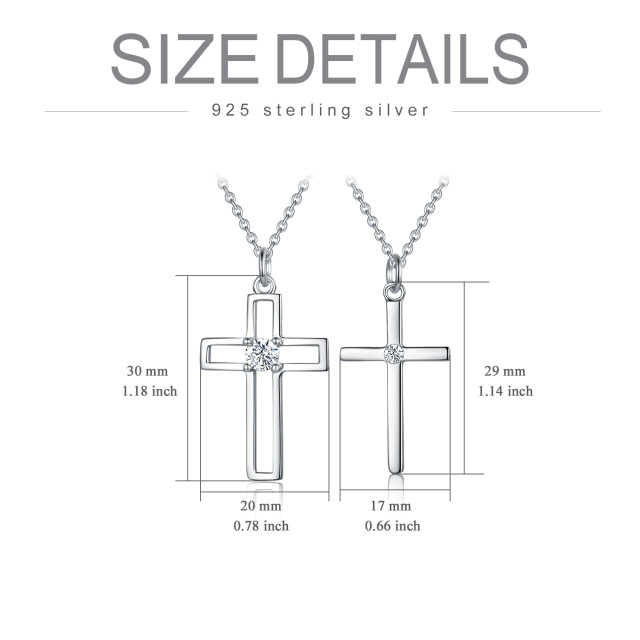 Sterling zilveren cirkelvormige cubic zirkonia kruis hanger ketting-7