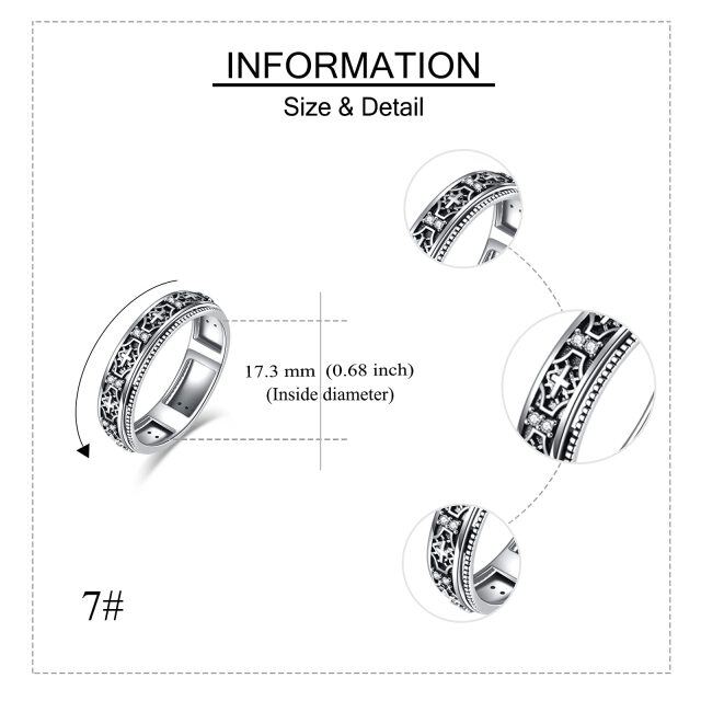 Sterling zilveren cirkelvormige cubic zirkonia kruisring-5