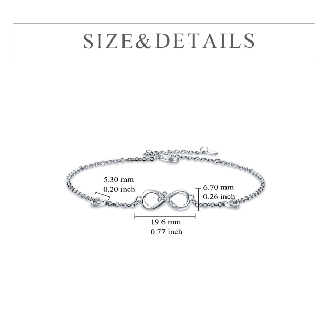 Sterling Silver Circular Shaped Cubic Zirconia Cross Single Layer Anklet-5