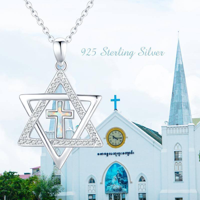 Estrela de David Cruz Judaica Megan Star Pingente Israel Colares-5