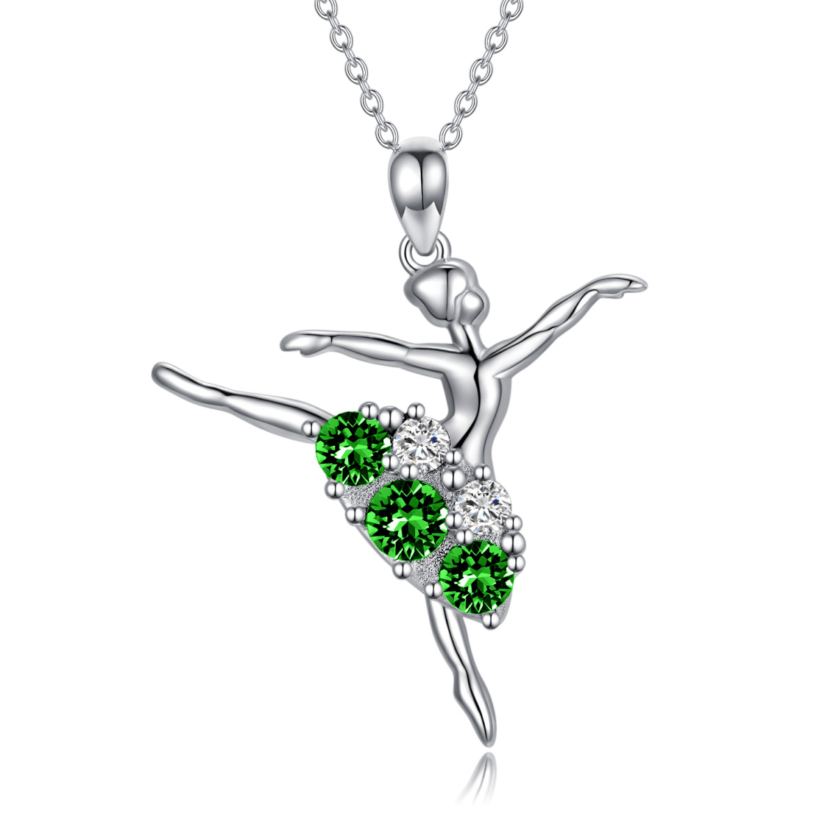 Collier en argent sterling avec cristaux et danseuse pour femme-1