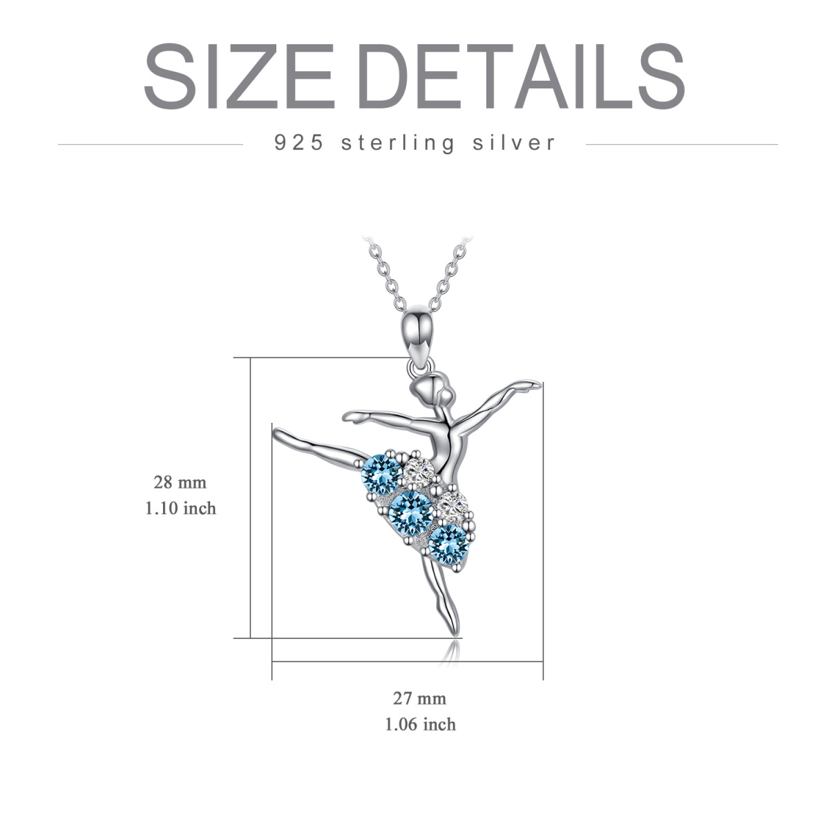 Sterling zilveren cirkelvormige kristal Balletdanseres hanger ketting-5