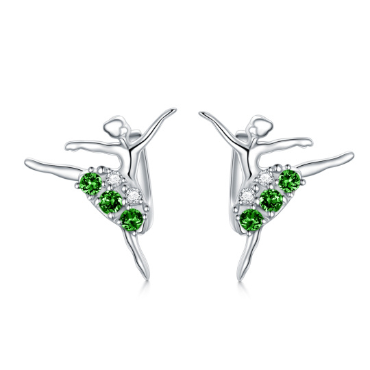 Boucles d'oreilles à tige en argent sterling et oxyde de zirconium en forme de danseuse