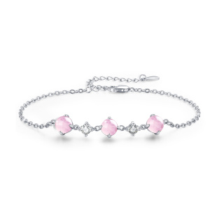 Sterling Silver Circular Shaped Crystal Bead Charm Bracelet-19