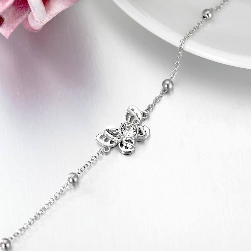 Bracelet en argent sterling avec pendentif papillon en cristal de forme circulaire-4