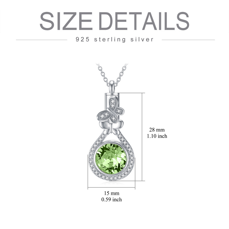 Sterling zilveren cirkelvormige kristal Butterfly Urn ketting voor as-3