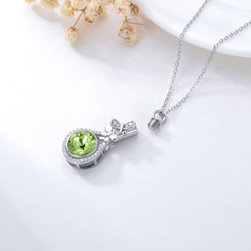 Sterling zilveren cirkelvormige kristal Butterfly Urn ketting voor as-5