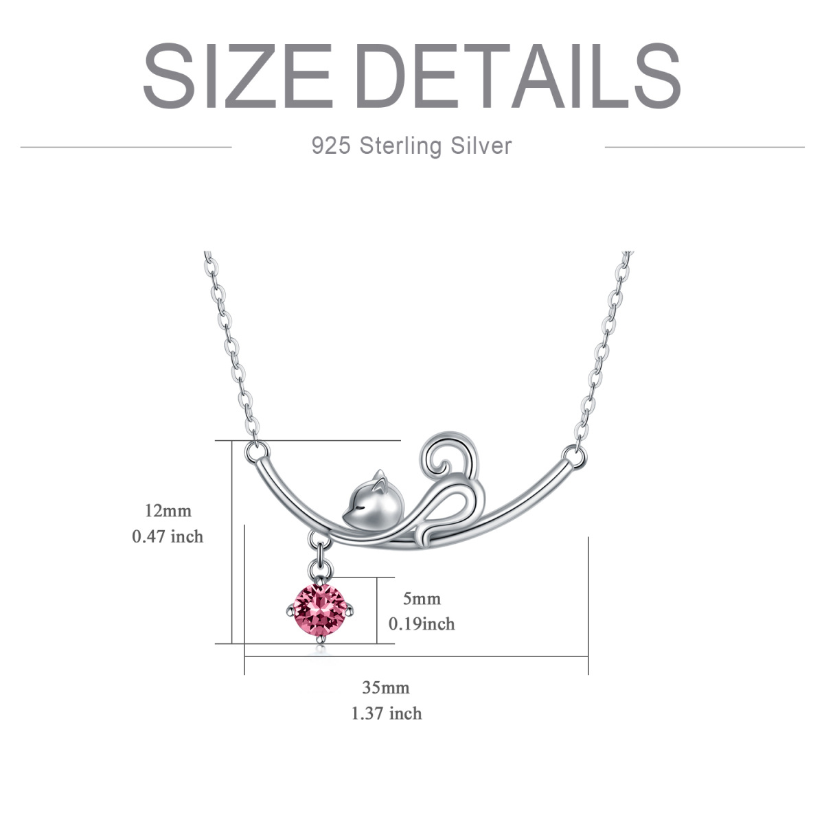 Sterling Silver Cubic Zirconia Cat Necklace for Women-3