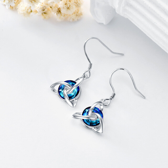 Boucles d'oreilles pendantes en argent sterling avec nœud celtique en cristal de forme cir-3