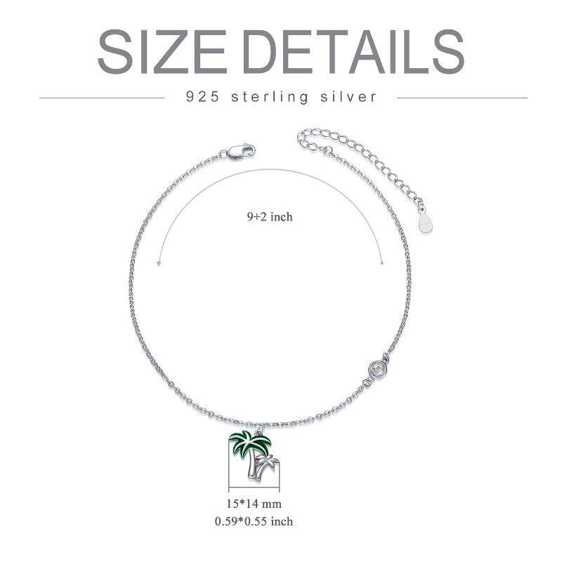 Tobillera de una sola capa con forma circular de coco y cristales en plata de ley-5