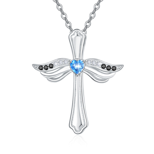 Collier en argent sterling avec pendentif croix en cristal de forme circulaire