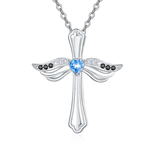 Collier en argent sterling avec pendentif croix en cristal de forme circulaire-1