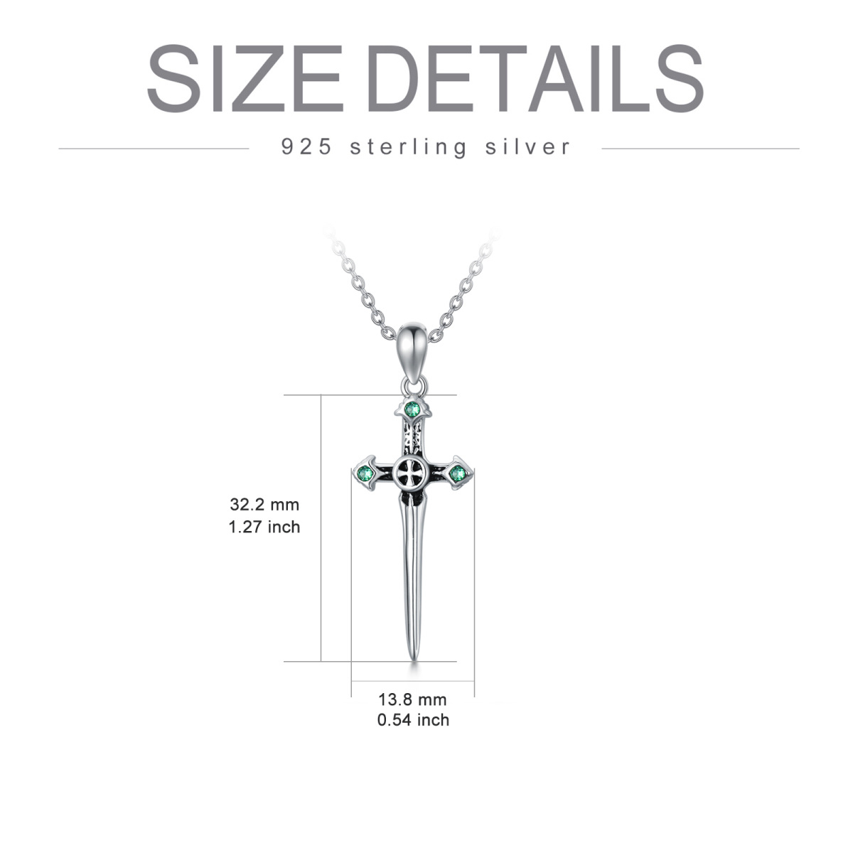 Sterling zilveren cirkelvormige kristallen kruis en zwaard hanger ketting-6