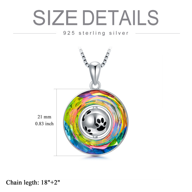 Sterling Silver Circular Shaped Crystal Dog Urn Necklace for Ashes-5