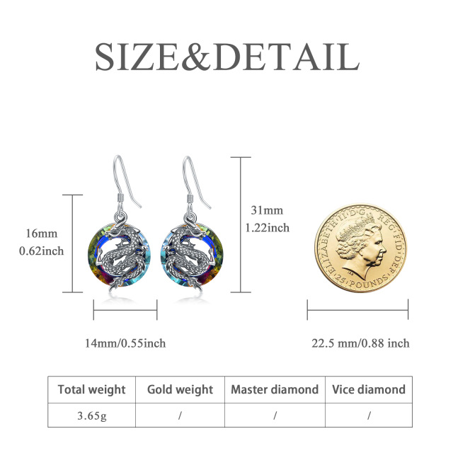 Boucles d'oreilles en argent sterling avec pendentif dragon en cristal de forme circulaire-5