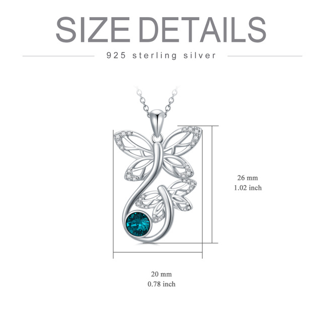 Sterling zilveren cirkelvormige kristal libelle hanger ketting-2