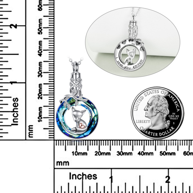 Collier en argent sterling en cristal de forme circulaire avec renard, feuilles et urne en-6