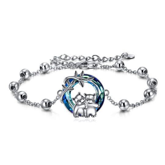 Sterling Silver Circular Shaped Crystal Hippo Pendant Bracelet