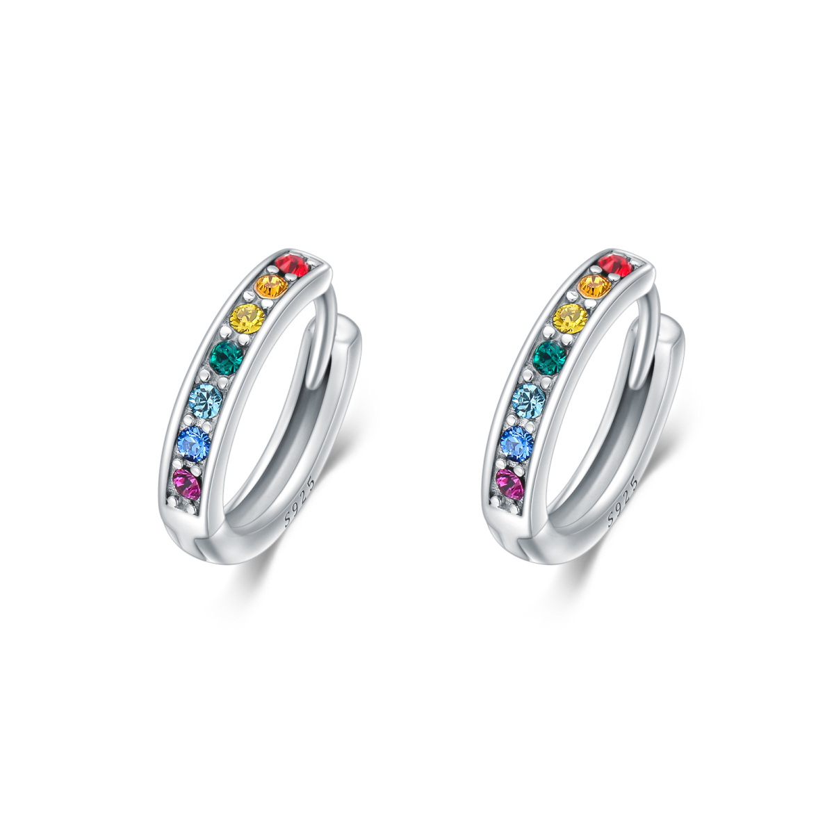 Boucles d'oreilles en argent sterling en cristal de forme circulaire-1