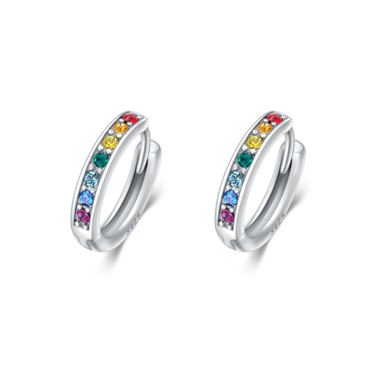 Boucles d'oreilles en argent sterling en cristal de forme circulaire