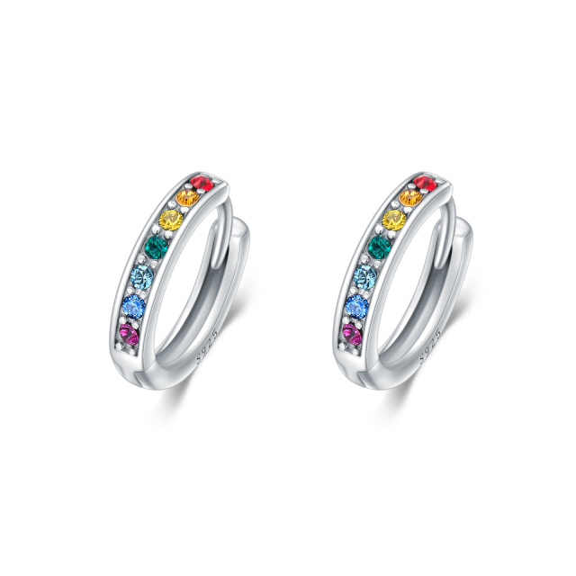 Boucles d'oreilles en argent sterling en cristal de forme circulaire-1