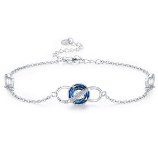 Sterling Silver Circular Shaped Crystal Infinite Symbol Charm Bracelet-29