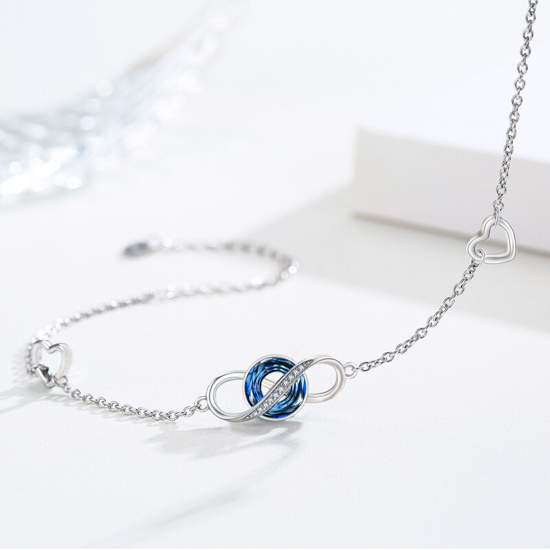 Pulsera de plata de ley con forma circular de cristal y símbolo del infinito-6